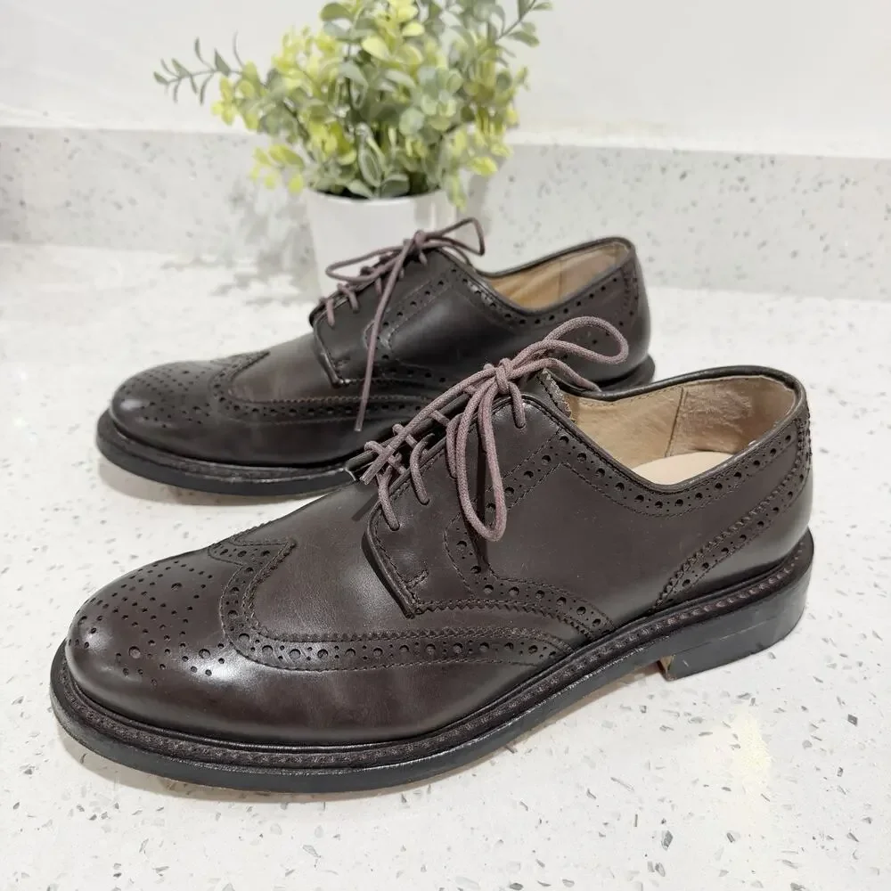 J. crew Preston Leather Wing Tips Dress Shoes Brown Leather Size 8.5 Business